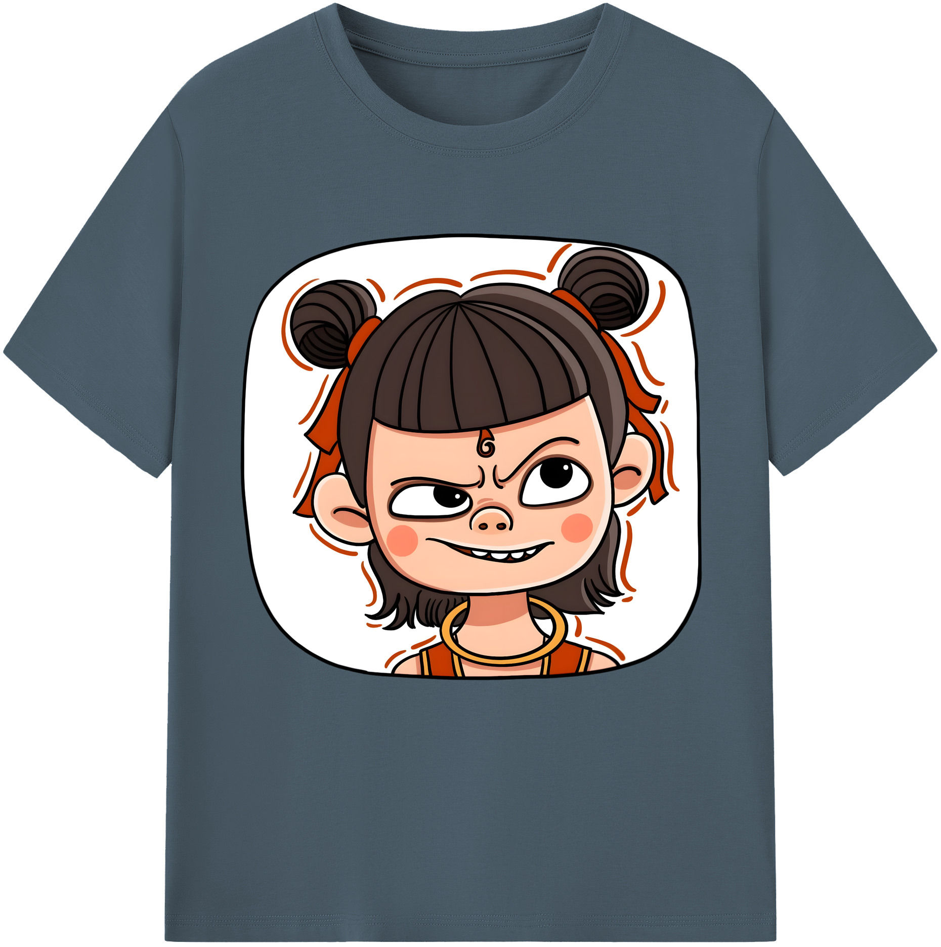 （画像用） Ne Zha 2 ナタ 魔童の大暴れ 綿100％半袖Tシャツ（フロントプリント）